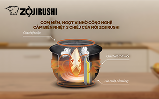 CƠM MỀM, NGỌT VỊ NHỜ CÔNG NGHỆ CẢM BIẾN NHIỆT 3 CHIỀU CỦA NỒI ZOJIRUSHI