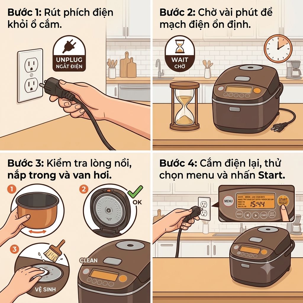 Các bước reset nồi cơm điện Zojirushi