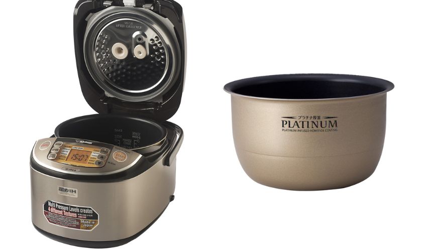 Nồi cơm Zojirushi NP-HRQ18-XT có lòng nồi mạ Platinum giúp tăng độ ngọt của cơm