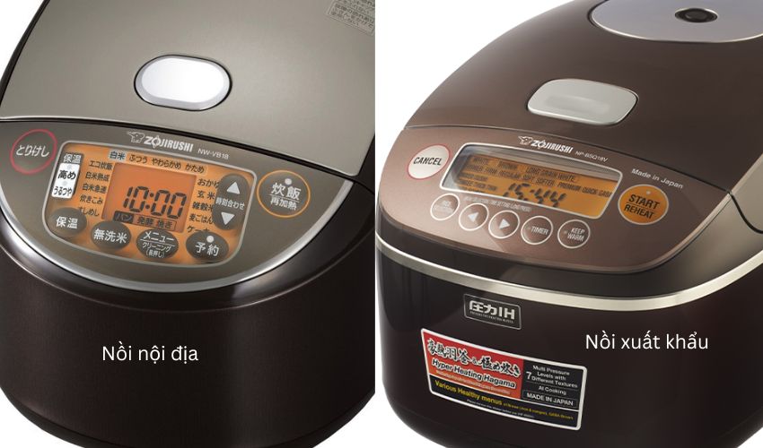 Bảng điều khiển nồi nội địa - Tiếng Nhật và nồi xuất khẩu - Tiếng Anh