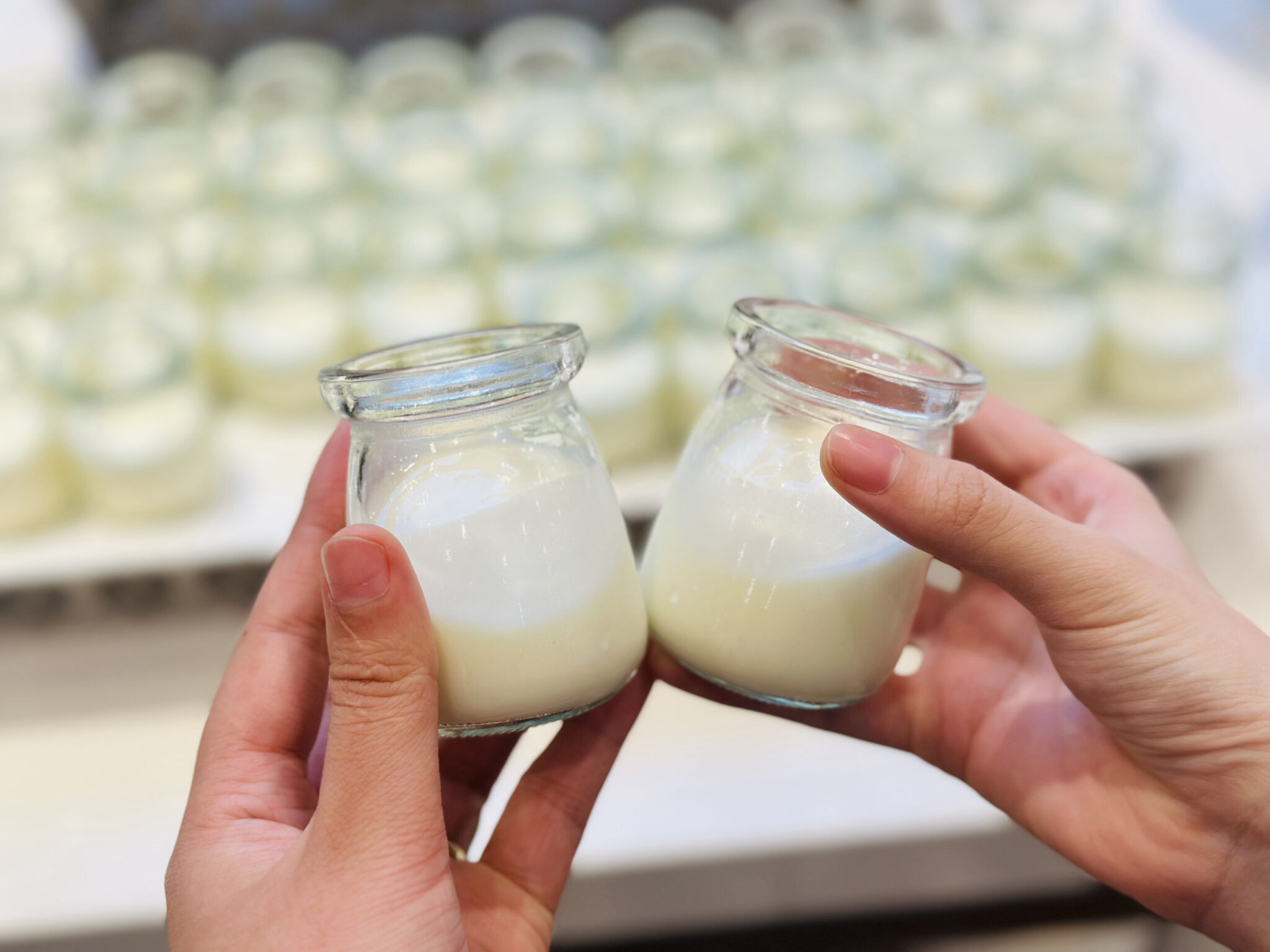Cách làm sữa chua bằng nồi cơm điện ngon đơn giản tại nhà 8 Kiểm tra thành phẩm bằng cách lấy hũ sữa chua ra nghiêng nhẹ (Nguồn ảnh: internet)