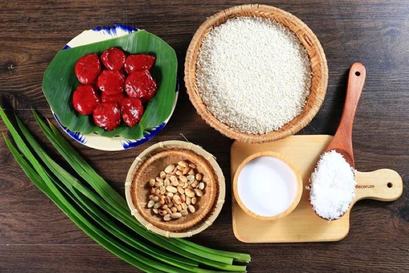 Nguyên liệu cần chuẩn bị để nấu xôi gấc (Nguồn ảnh: internet)