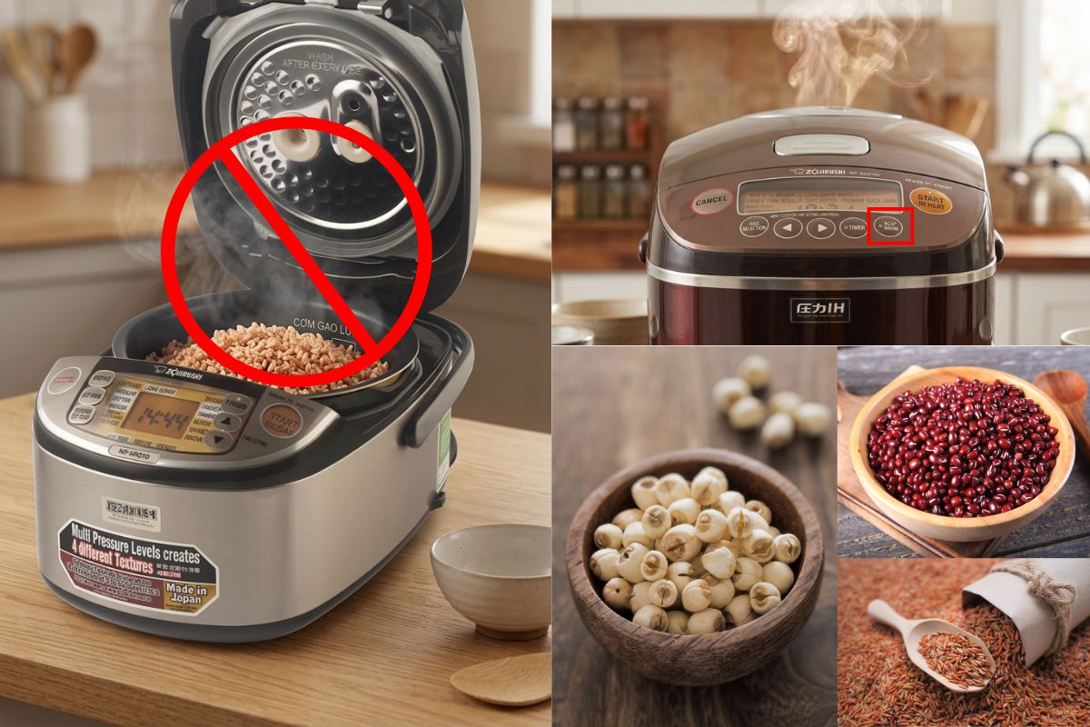 Mẹo nấu gạo lứt bằng nồi cơm điện không bị khô cứng (Nguồn: Internet) 