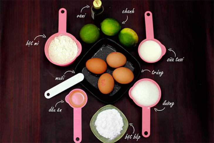Cách làm bánh bằng nồi cơm điện đơn giản tại nhà 2 Nguyên liệu làm bánh bông lan bằng nồi cơm điện (Nguồn: Internet)