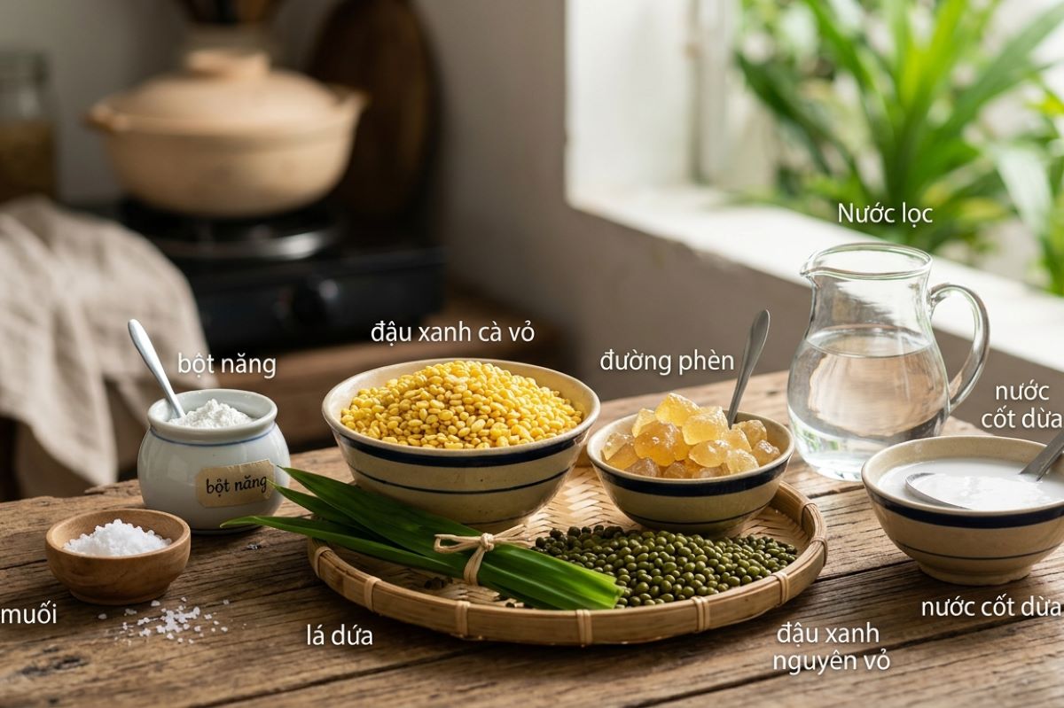 Nguyên liệu nấu chè đậu xanh (Nguồn: Internet)