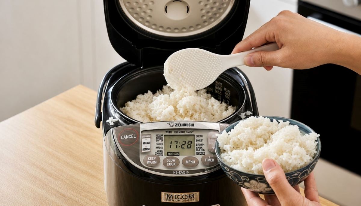 Trộn cơm nguội vào nồi cơm mới khi nước vừa cạn (Nguồn: Internet) 