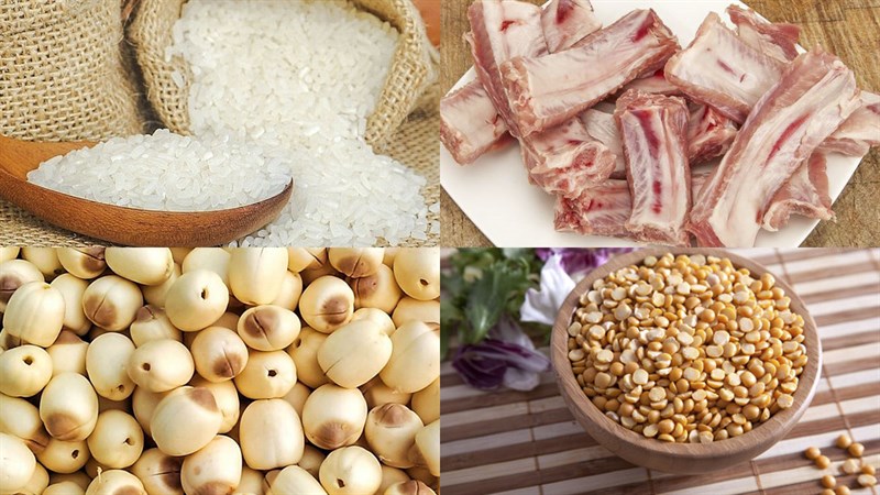 Nguyên liệu để nấu cháo sườn