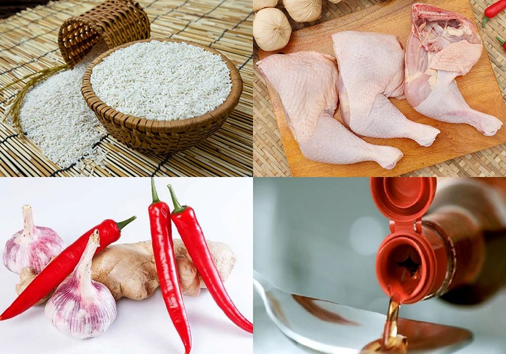 Nguyên liệu để nấu xôi gà xé
