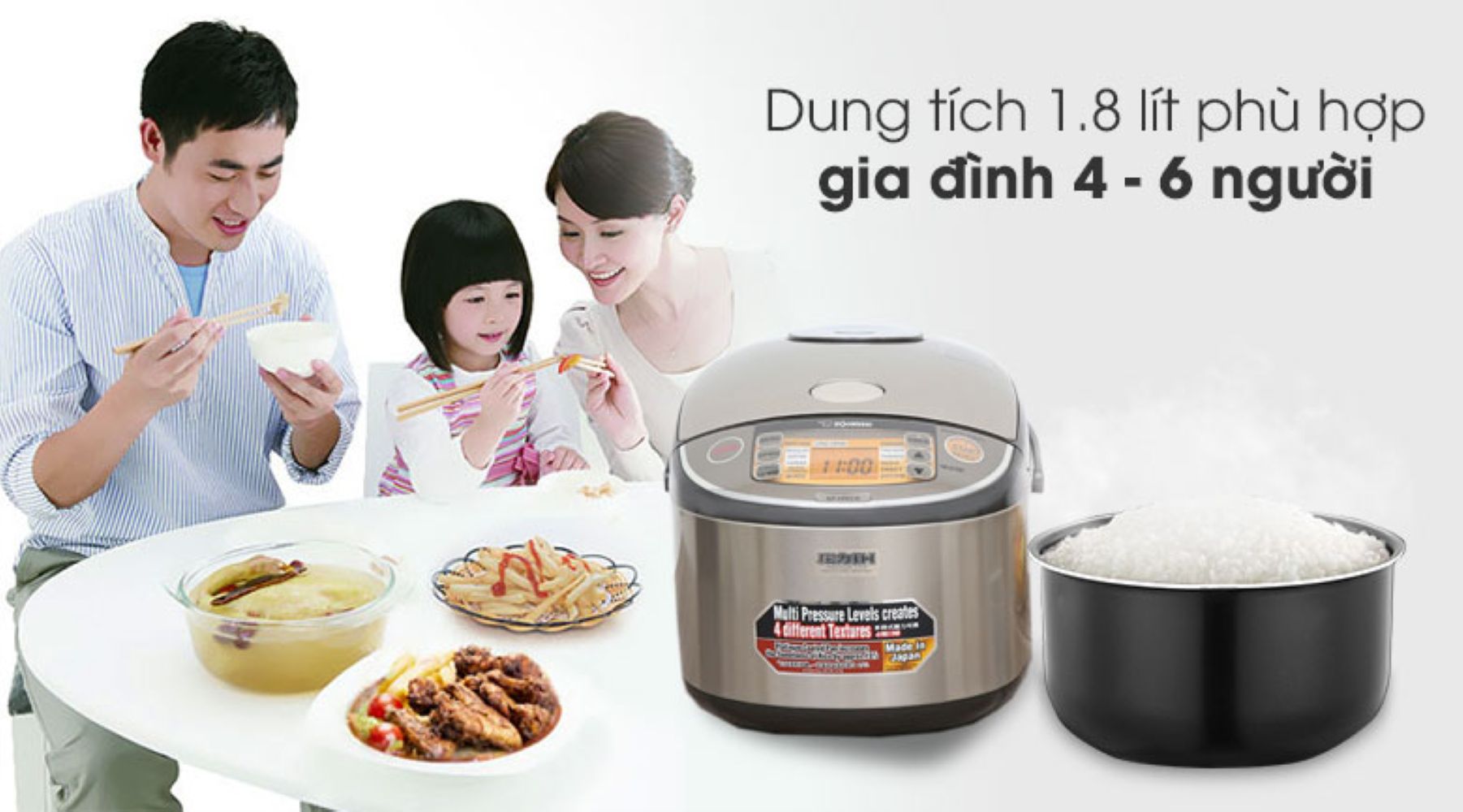 Nên mua nồi cơm điện ở đâu? 10 địa chỉ uy tín tại TP.HCM 27 Nồi cơm dung tích 1.8L phù hợp với gia đình 4-6 thành viên (Nguồn: Internet)