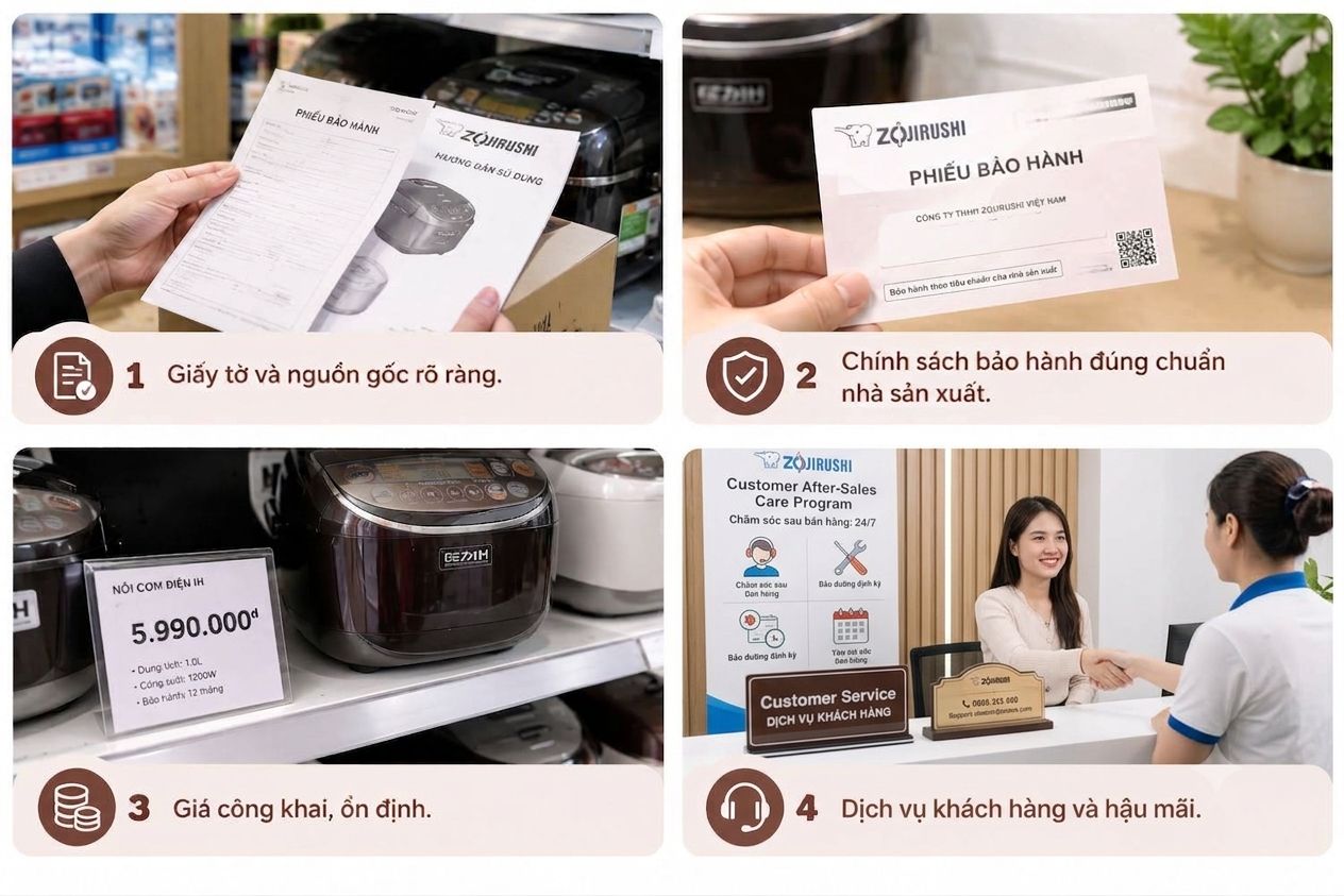 Nên mua nồi cơm điện ở đâu? 10 địa chỉ uy tín tại TP.HCM 2 4 tiêu chí chọn nơi mua nồi cơm điện đáng tin cậy (Nguồn: Internet)