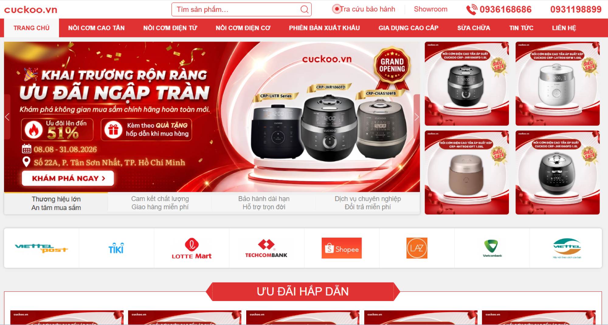 Nên mua nồi cơm điện ở đâu? 10 địa chỉ uy tín tại TP.HCM 21 Trang chủ chính thức của Cuckoo Việt Nam (Nguồn: Internet)