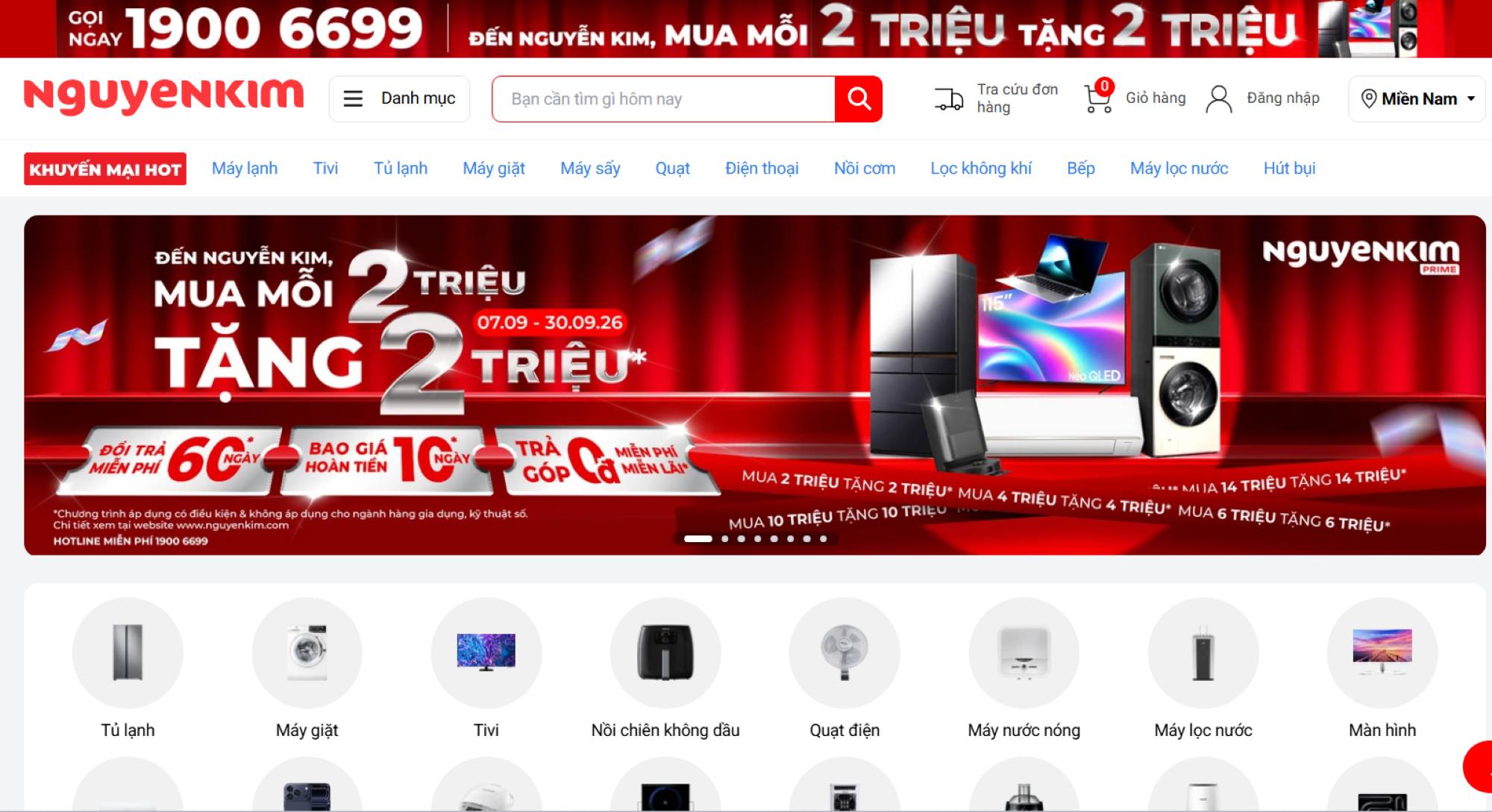 Nên mua nồi cơm điện ở đâu? 10 địa chỉ uy tín tại TP.HCM 20 Trang chủ chính thức của Điện máy Nguyễn Kim (Nguồn: Internet)