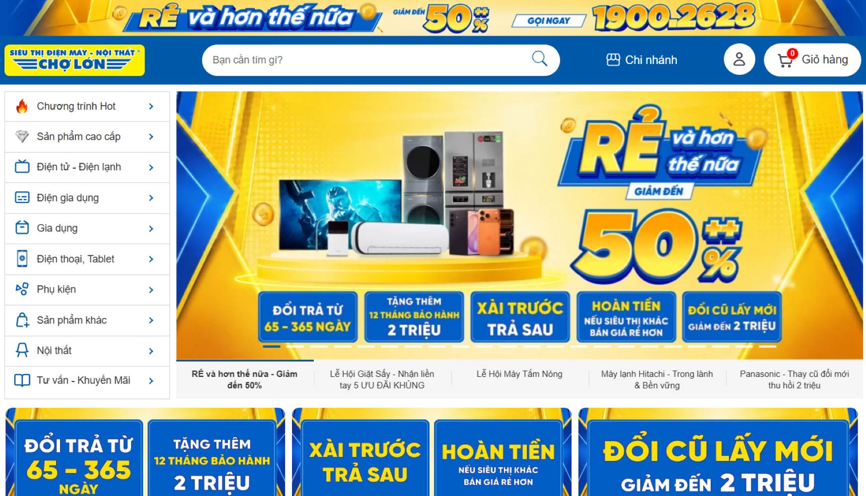 Nên mua nồi cơm điện ở đâu? 10 địa chỉ uy tín tại TP.HCM 19 Trang chủ chính thức của Siêu thị điện máy chợ lớn (Nguồn: Internet)